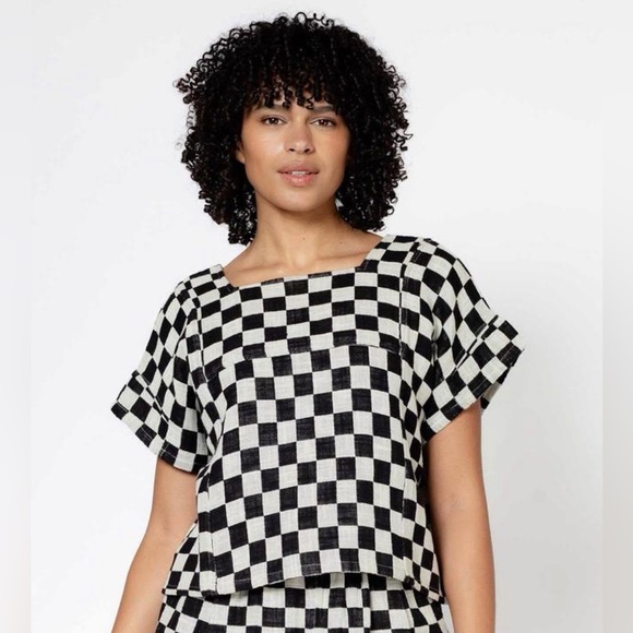 Ace & Jig Tops - Ace & Jig Prudence Hotwheel Size M Black and White Checkered Blouse